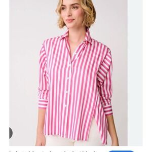 New J. McLaughlin Alexis Shirt‎ in Pink Fuchsia White Stripe Small s